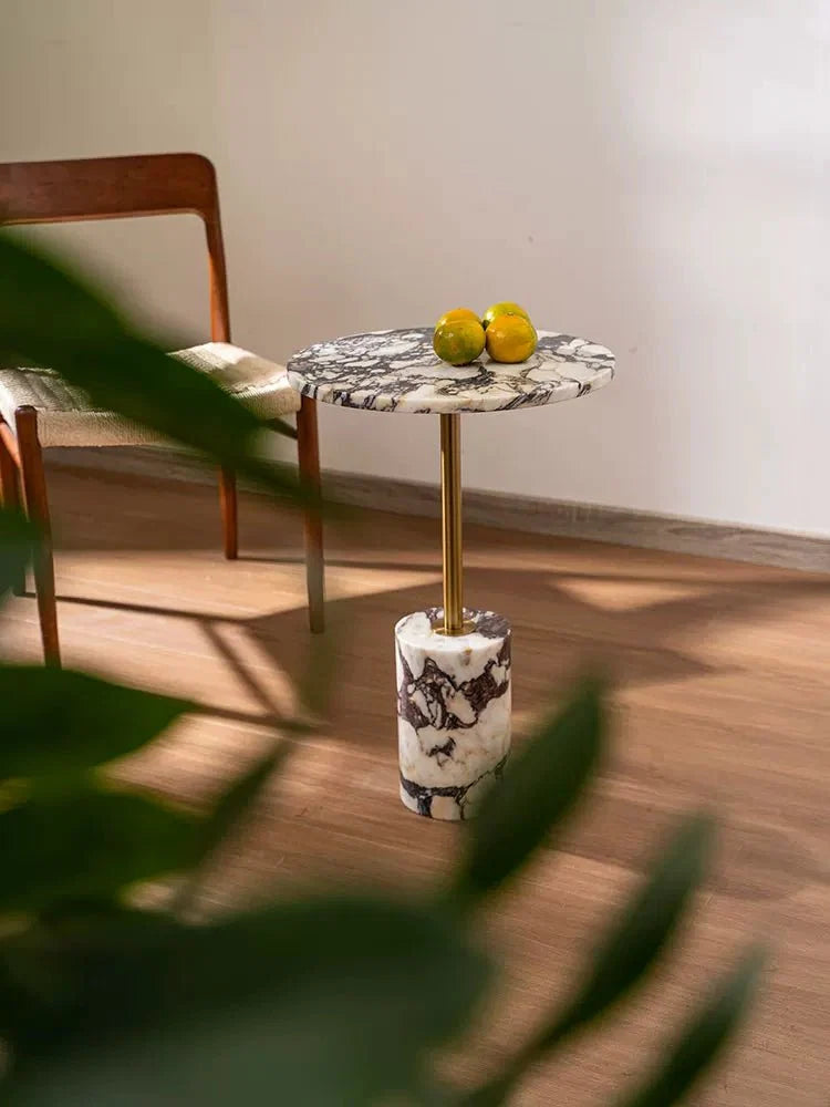 Marble Duo Side Table Set with Brass Accents for Modern Interiors