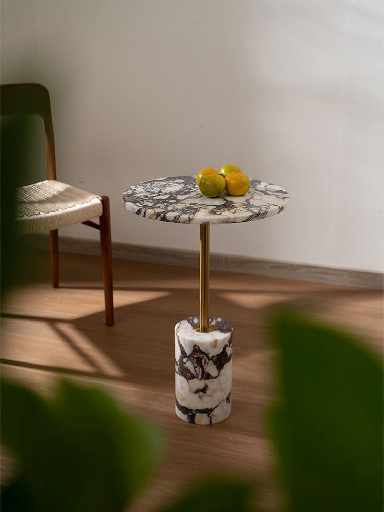 Marble Duo Side Table Set with Brass Accents for Modern Interiors