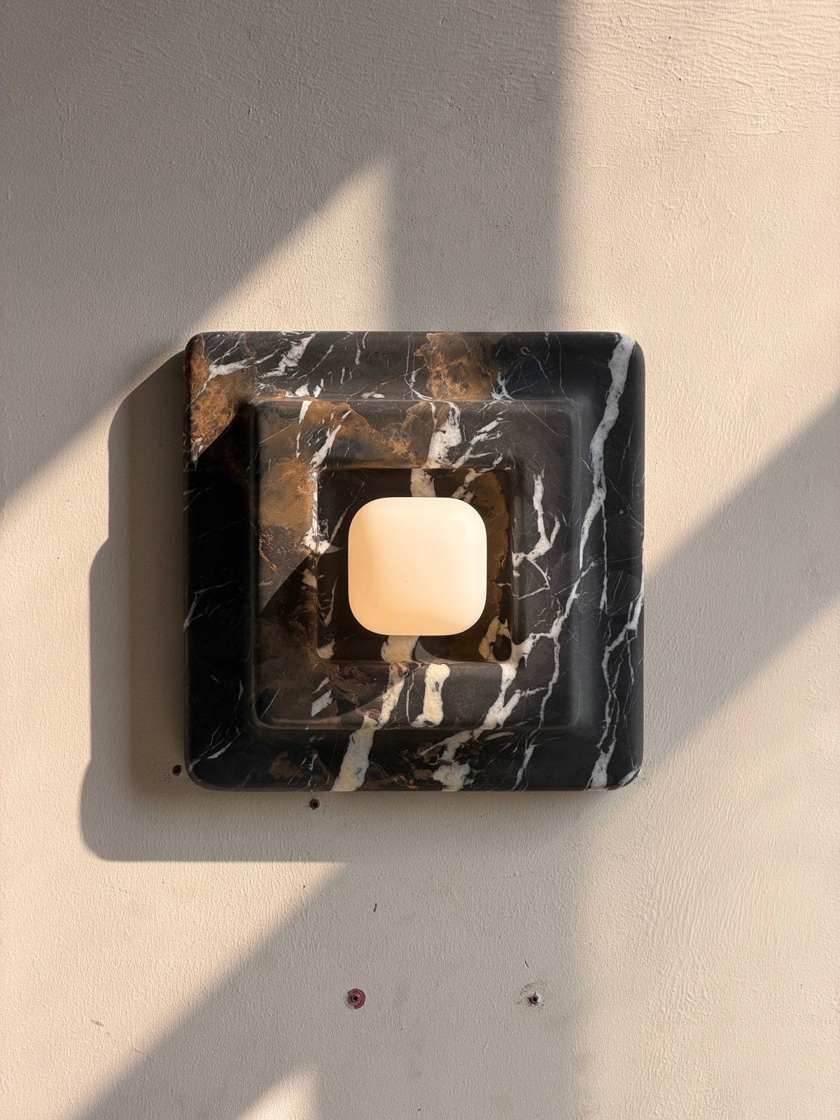 Marble Wall Sconce in Red and White Stone for Modern Interiors