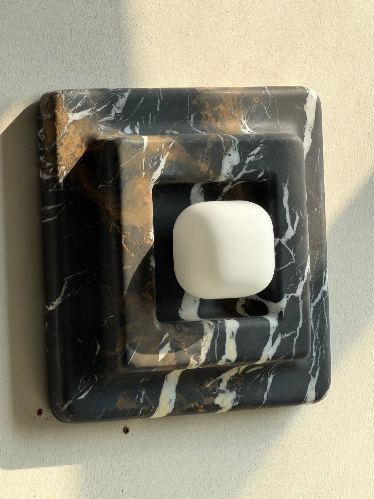 Marble Wall Sconce in Red and White Stone for Modern Interiors