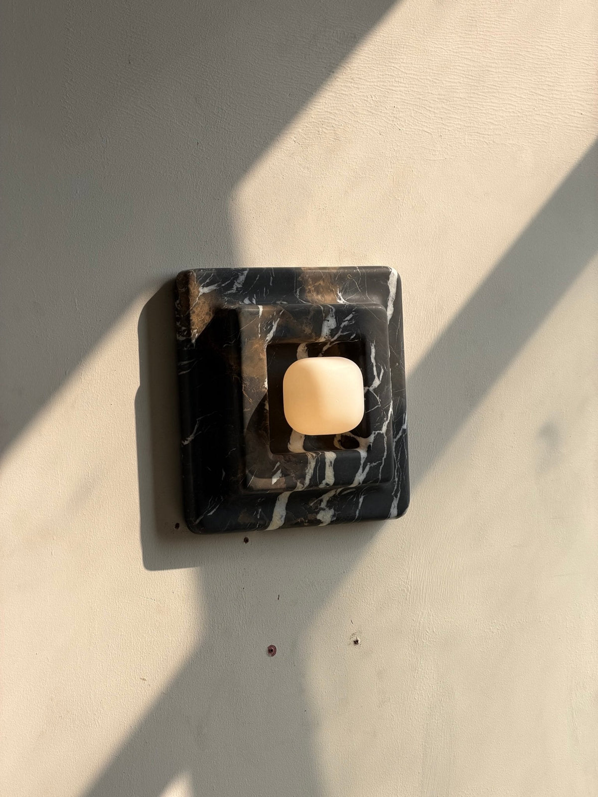 Marble Wall Sconce in Red and White Stone for Modern Interiors