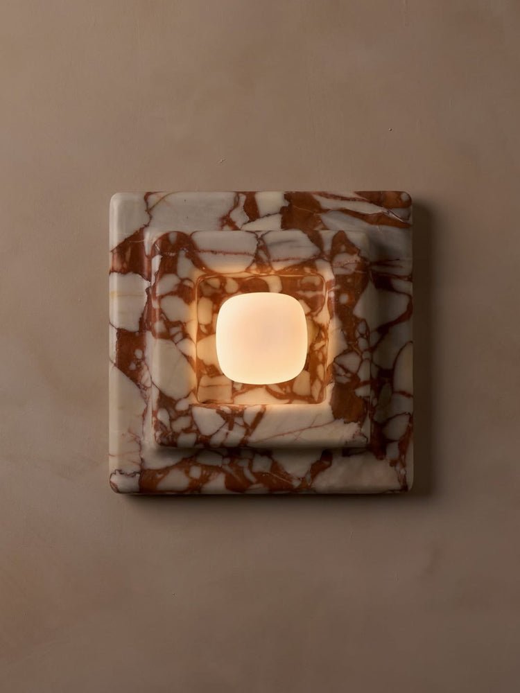 Marble Wall Sconce in Red and White Stone for Modern Interiors