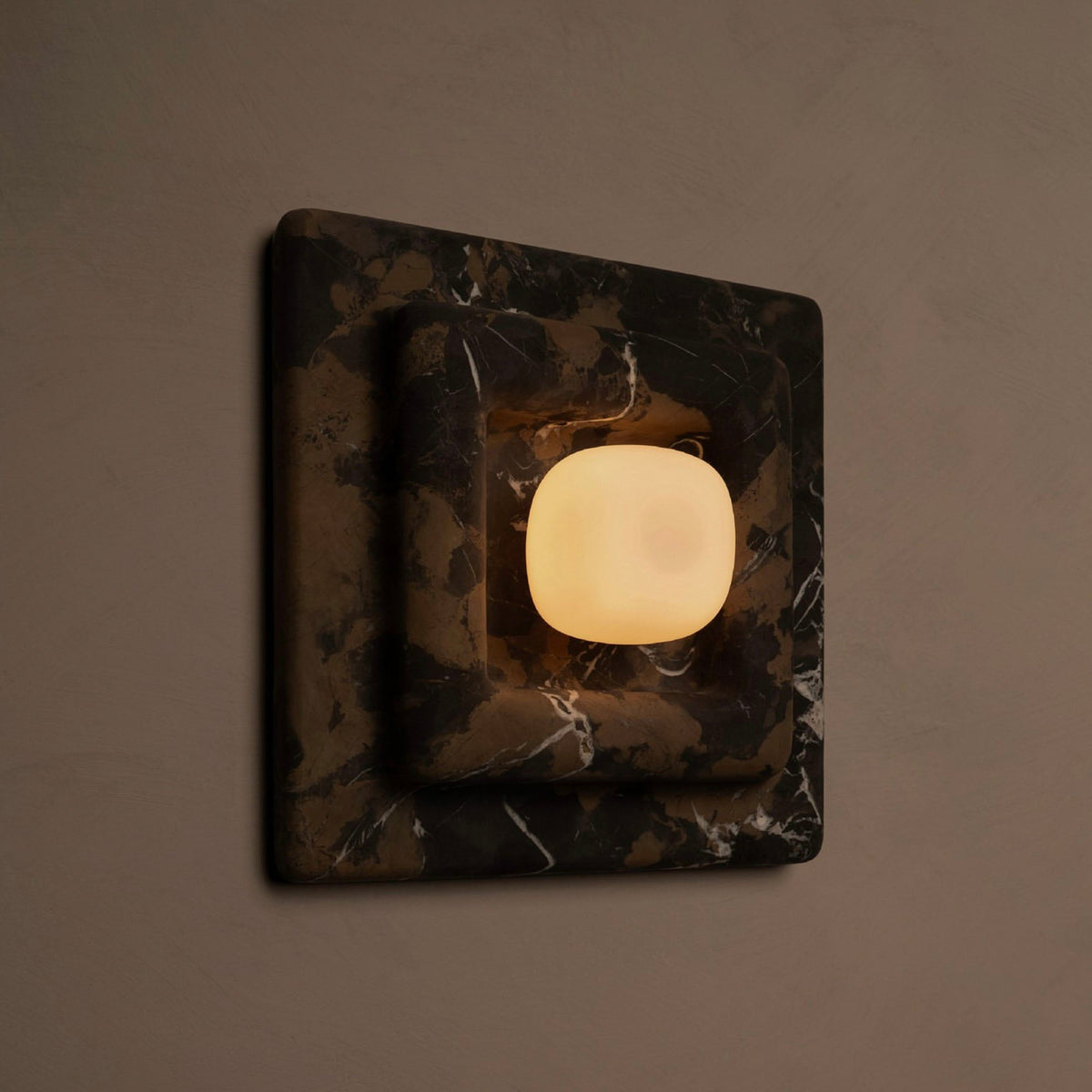 Marble Wall Sconce in Red and White Stone for Modern Interiors