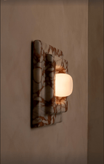 Marble Wall Sconce in Red and White Stone for Modern Interiors