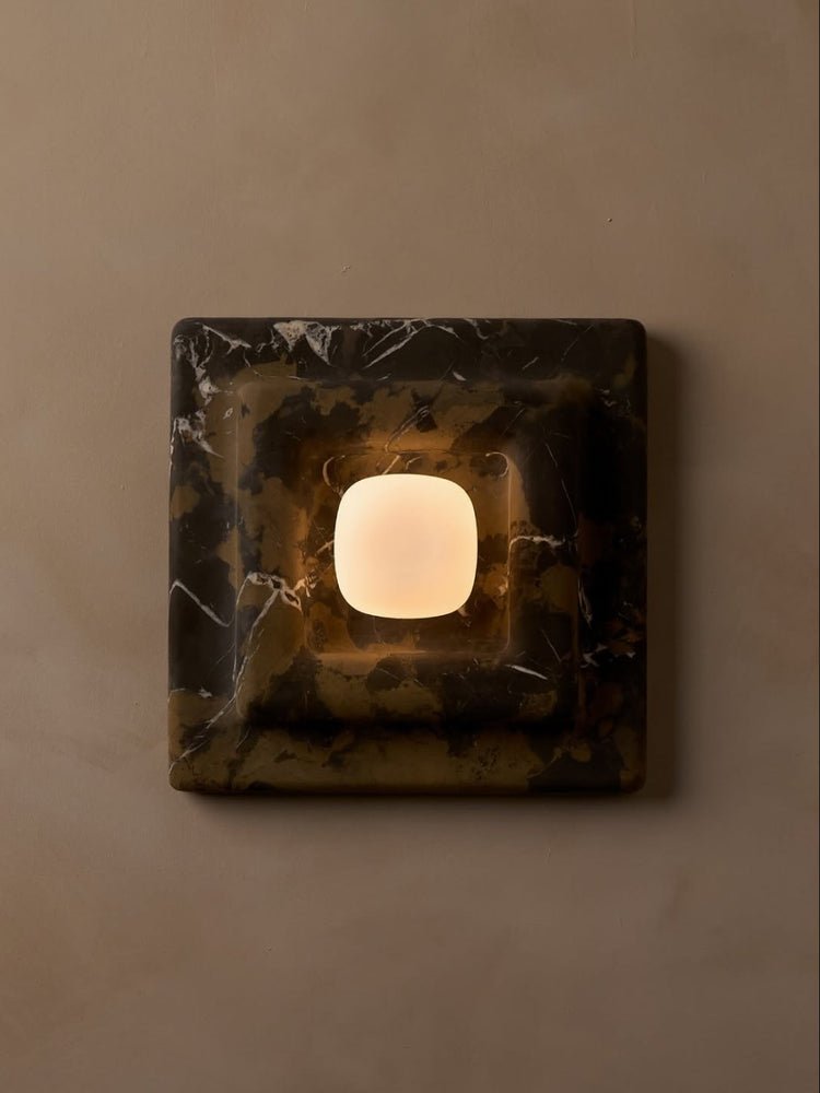 Marble Wall Sconce in Red and White Stone for Modern Interiors
