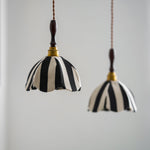 Marbre Stripe Pendant Light – Artisan Fabric Shade with Gold Accents