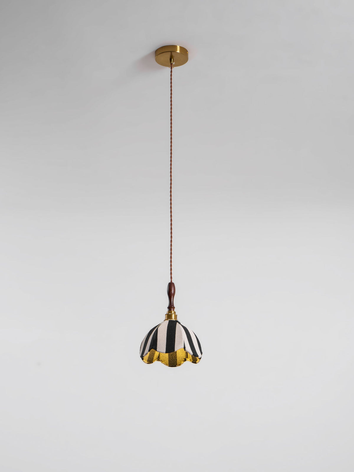 Marbre Stripe Pendant Light – Artisan Fabric Shade with Gold Accents