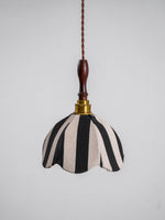 Marbre Stripe Pendant Light – Artisan Fabric Shade with Gold Accents