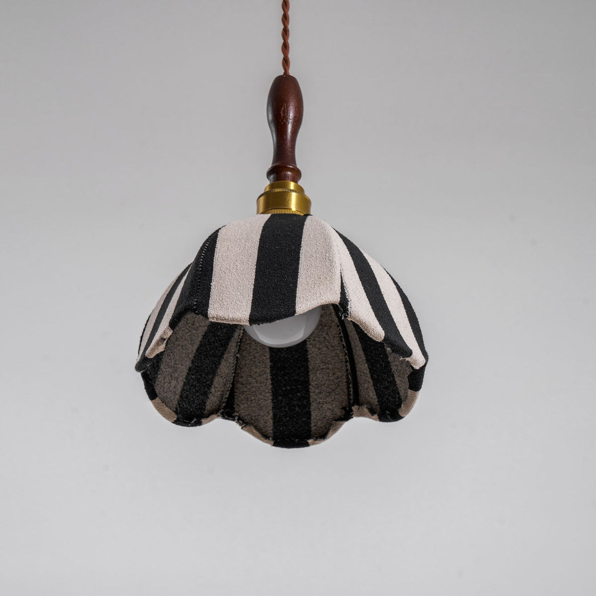 Marbre Stripe Pendant Light – Artisan Fabric Shade with Gold Accents