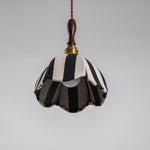 Marbre Stripe Pendant Light – Artisan Fabric Shade with Gold Accents