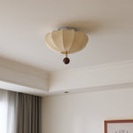 Marceline Fabric and Wood Flush Mount Ceiling Light with LED