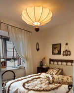 Marceline Fabric and Wood Flush Mount Ceiling Light with LED