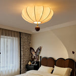 Marceline Fabric and Wood Flush Mount Ceiling Light with LED