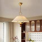 Marcellia Pleated Fabric Pendant Light with Wood Accent, Gold Finish