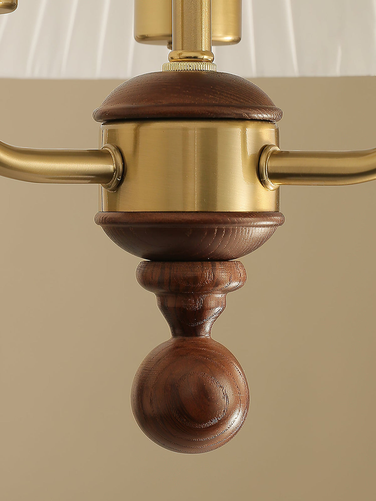 Marcellia Pleated Fabric Pendant Light with Wood Accent, Gold Finish