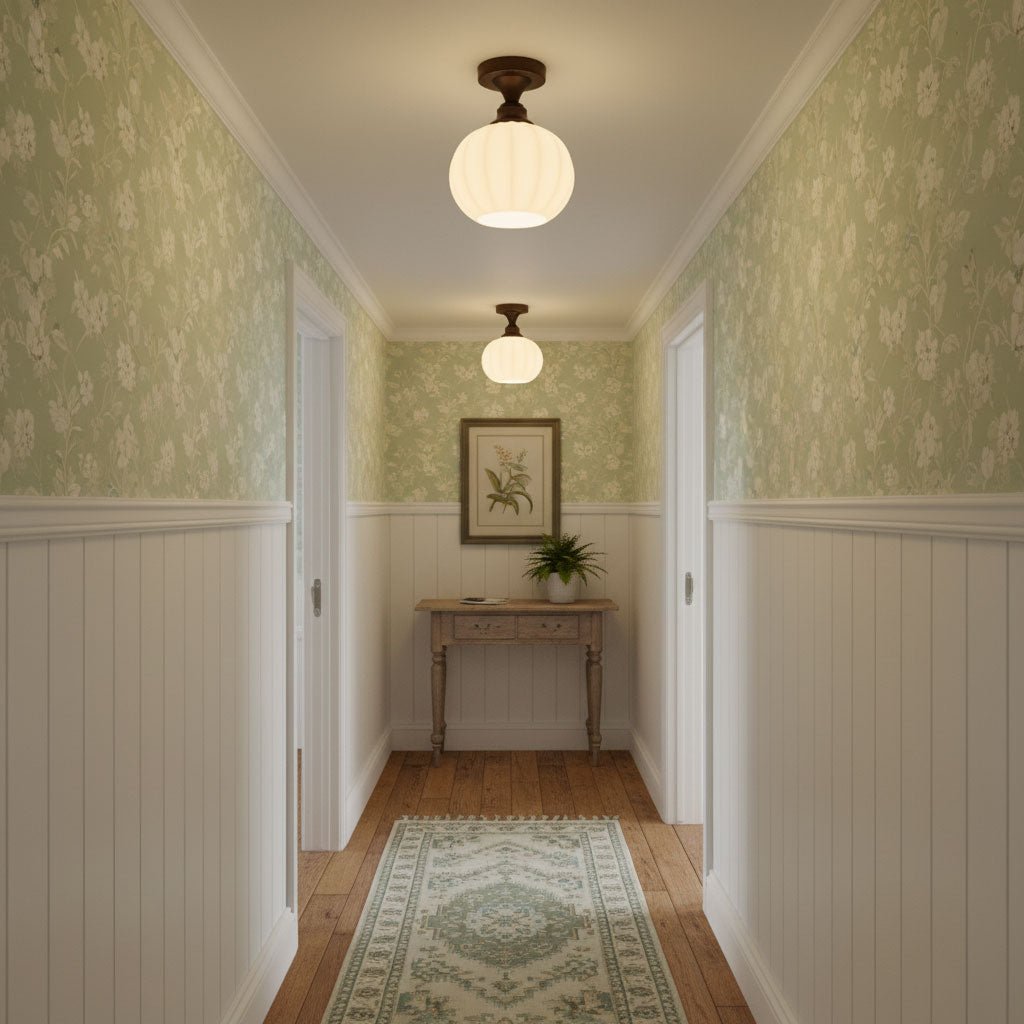 Marcellis Flush Mount Ceiling Light in Vintage Bronze and Glass