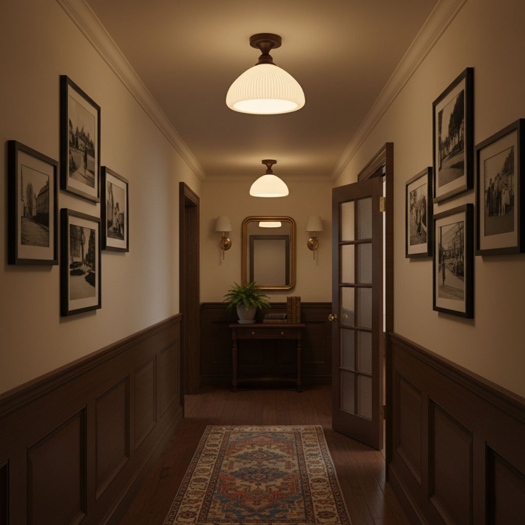 Marcellis Flush Mount Ceiling Light in Vintage Bronze and Glass