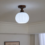 Marcellis Flush Mount Ceiling Light in Vintage Bronze and Glass