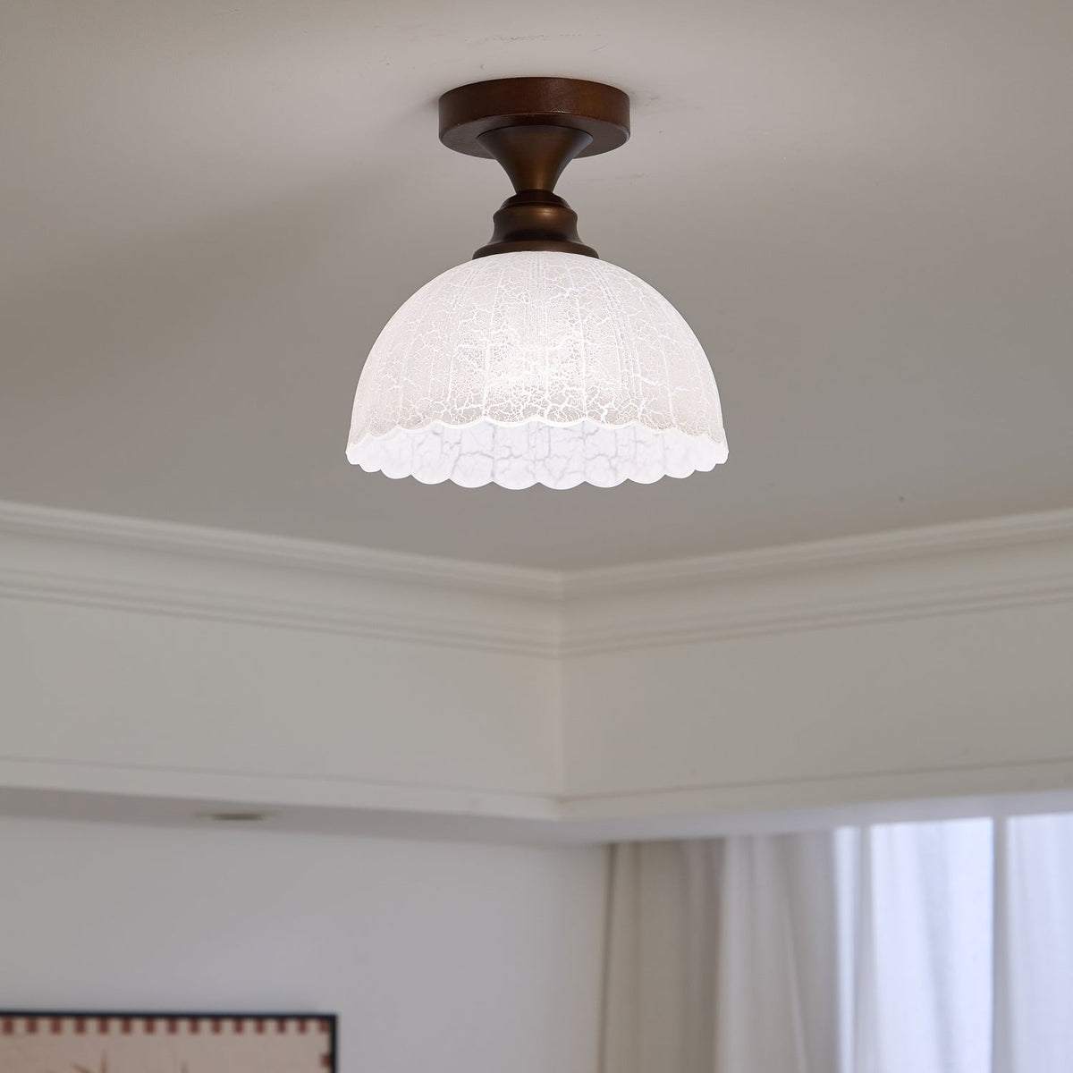Marcellis Flush Mount Ceiling Light in Vintage Bronze and Glass