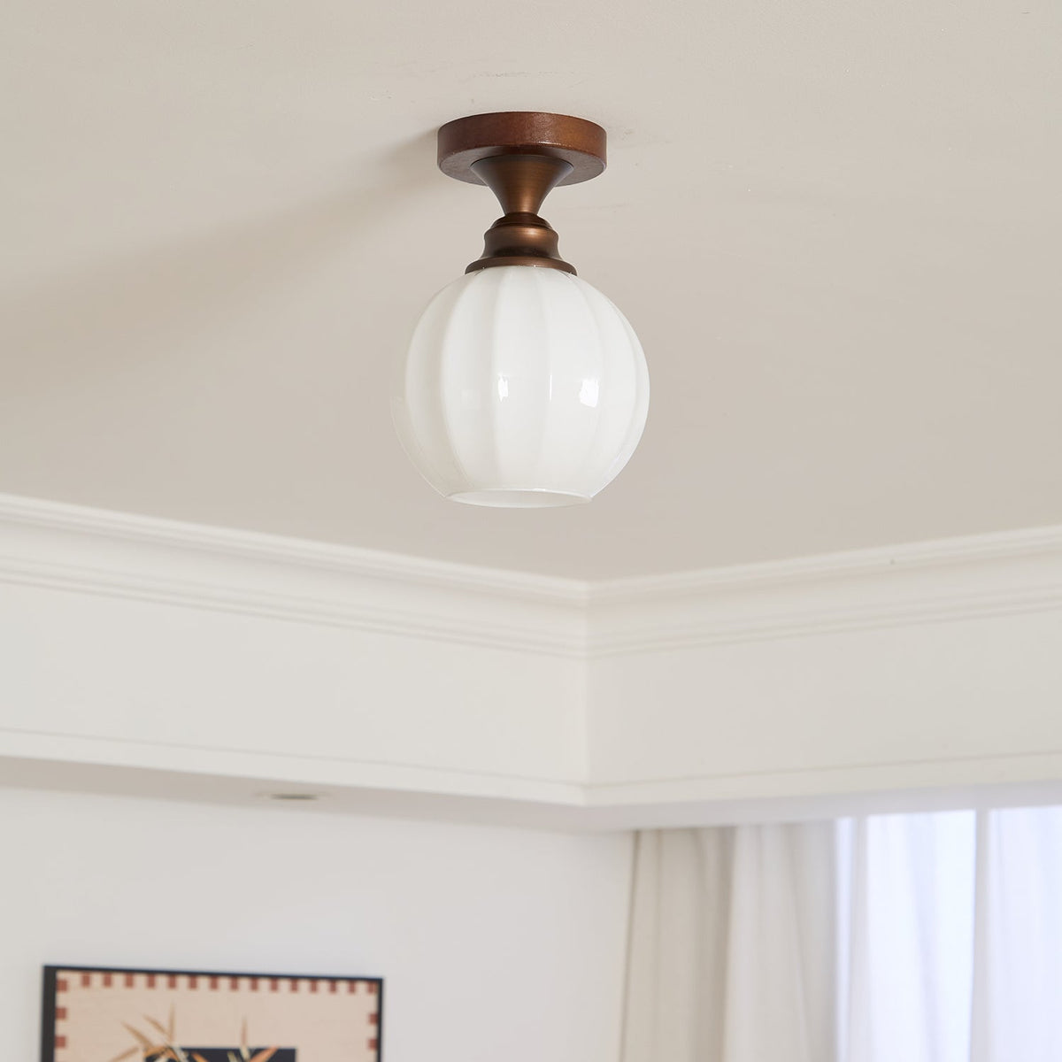 Marcellis Flush Mount Ceiling Light in Vintage Bronze and Glass