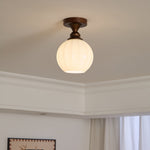 Marcellis Flush Mount Ceiling Light in Vintage Bronze and Glass