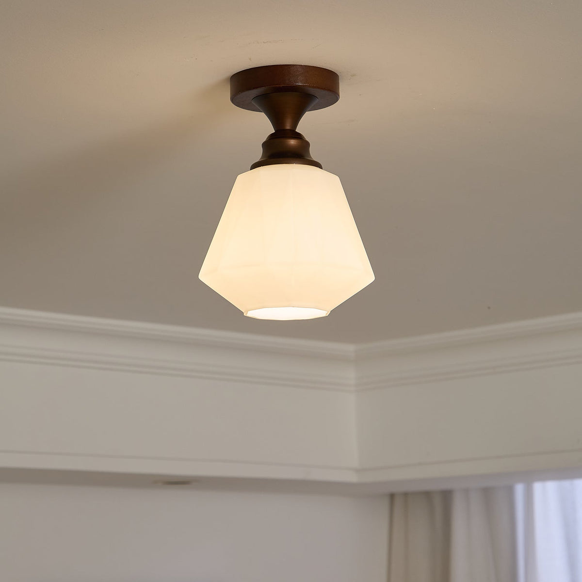 Marcellis Flush Mount Ceiling Light in Vintage Bronze and Glass