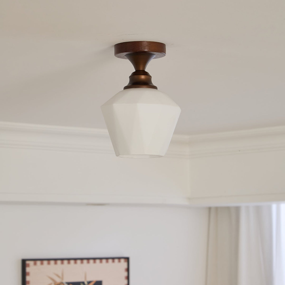 Marcellis Flush Mount Ceiling Light in Vintage Bronze and Glass