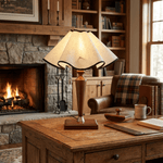 Marcellis Table Lamp with Wooden Base and Fabric Shade