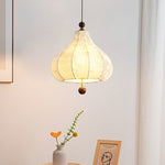 Maribel Floral Fabric Pendant Light with Wooden Accents