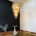 Marigold Glass Chandelier – Cascading Amber Petal Pendant Light for Dining Room & Entryway