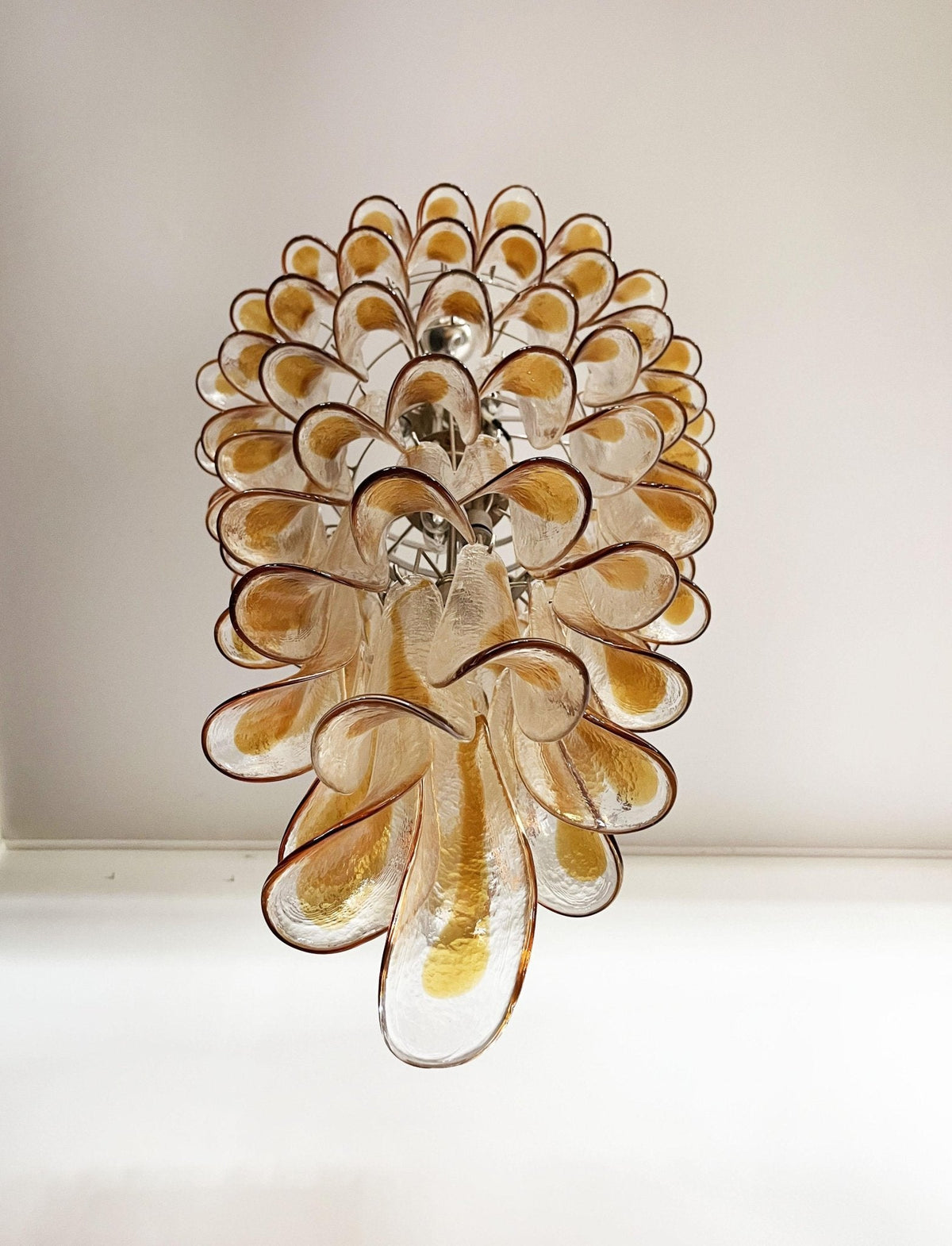 Marigold Glass Chandelier – Cascading Amber Petal Pendant Light for Dining Room & Entryway