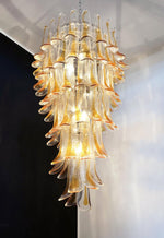 Marigold Glass Chandelier – Cascading Amber Petal Pendant Light for Dining Room & Entryway