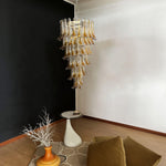 Marigold Glass Chandelier – Cascading Amber Petal Pendant Light for Dining Room & Entryway
