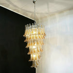 Marigold Glass Chandelier – Cascading Amber Petal Pendant Light for Dining Room & Entryway