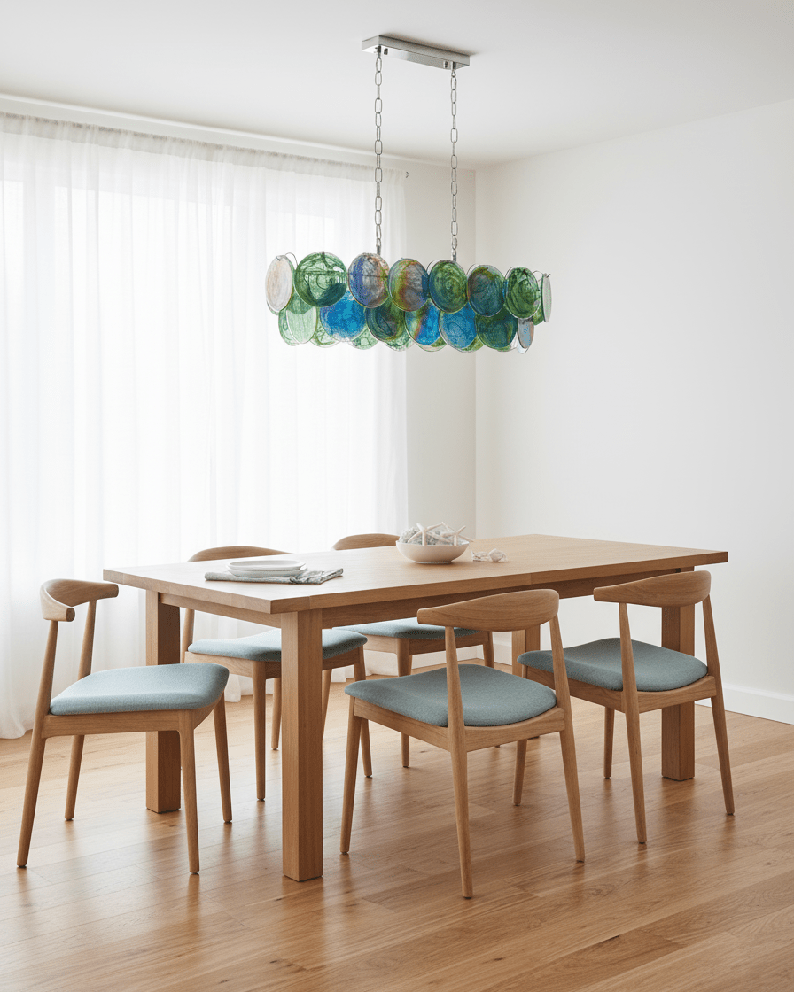 Marisca Modern Glass Chandelier with Pink and Amber Discs
