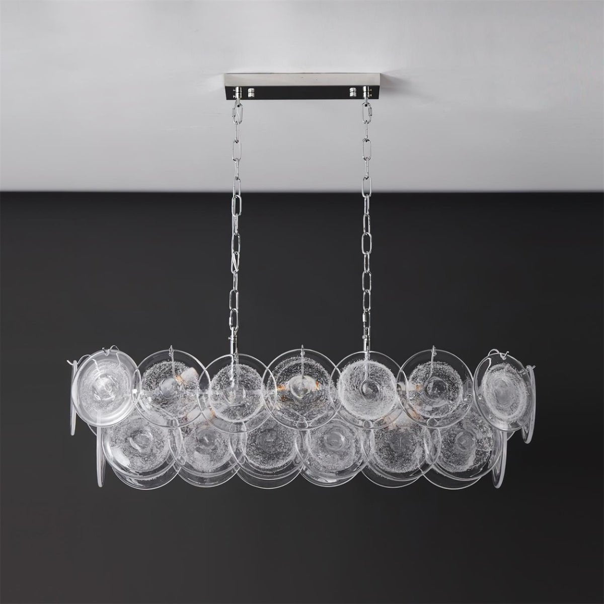 Marisca Modern Glass Chandelier with Pink and Amber Discs