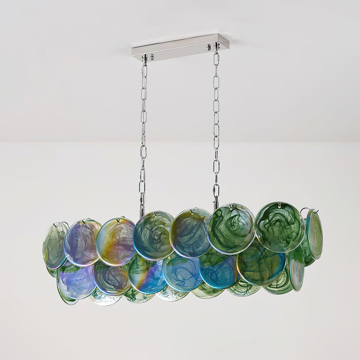 Marisca Modern Glass Chandelier with Pink and Amber Discs