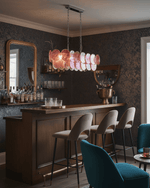 Marisca Modern Glass Chandelier with Pink and Amber Discs