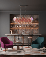 Marisca Modern Glass Chandelier with Pink and Amber Discs