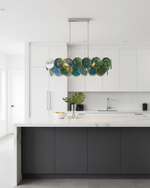 Marisca Modern Glass Chandelier with Pink and Amber Discs