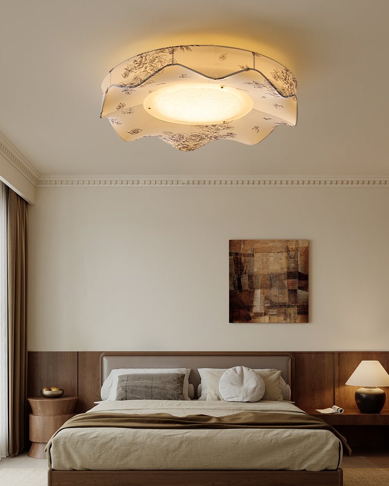 Marisca Flush Mount Ceiling Light – Modern Fabric LED Ceiling Lamp for Bedroom & Living Room