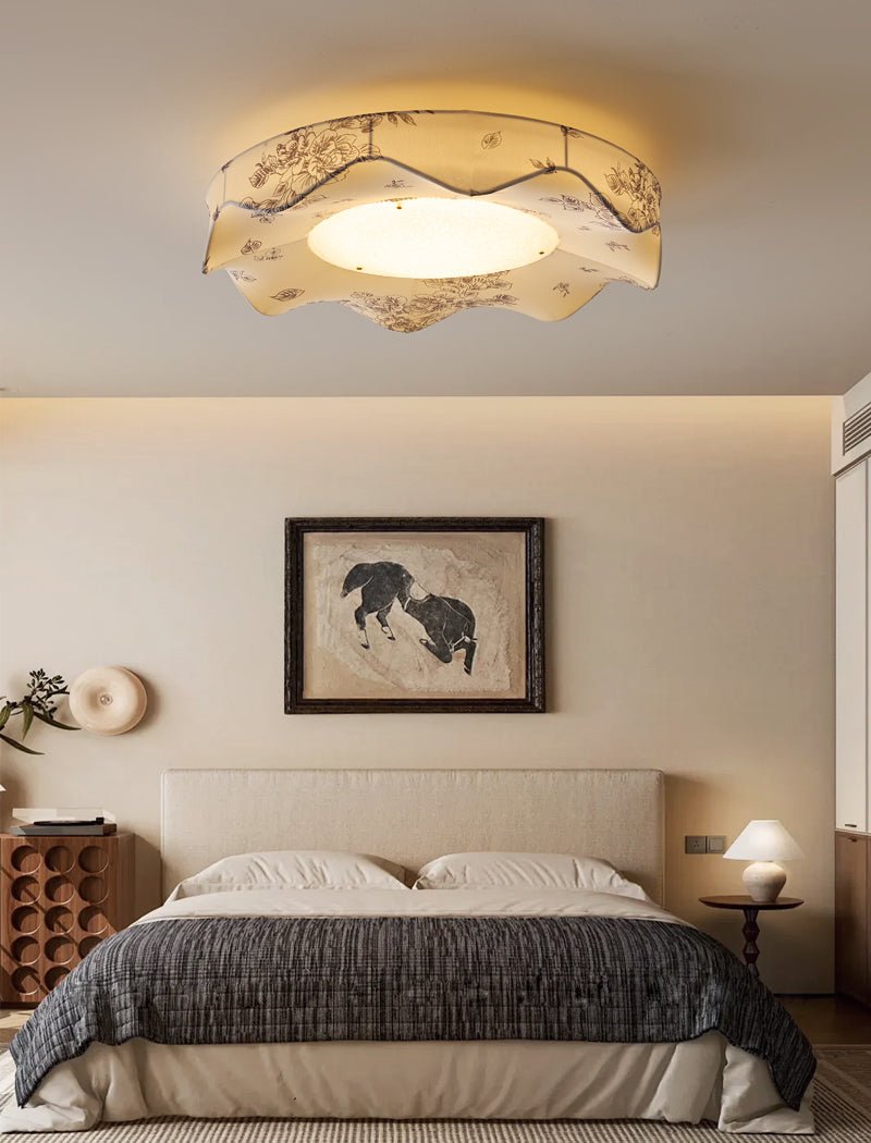 Marisca Flush Mount Ceiling Light – Modern Fabric LED Ceiling Lamp for Bedroom & Living Room