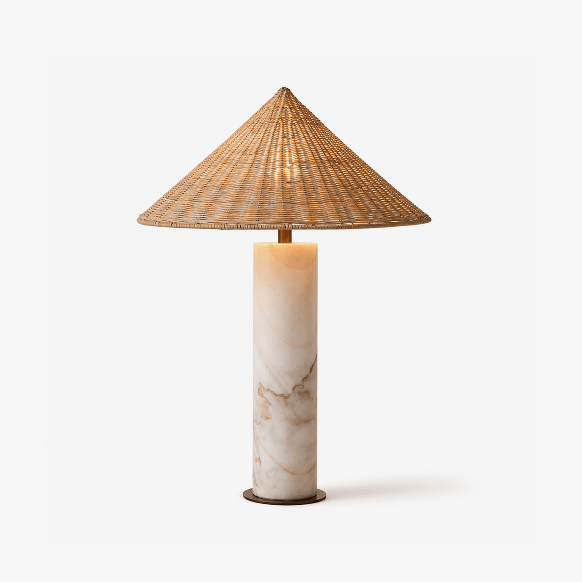Marisol Natural Marble Table Lamp with Rattan Shade
