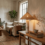 Marisol Natural Marble Table Lamp with Rattan Shade