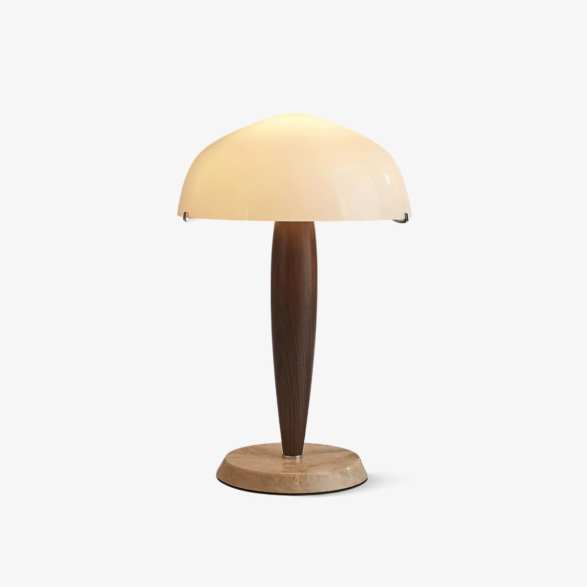 Marlo Dome Table Lamp in Walnut and Marble, Modern Designer Lighting
