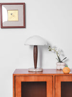 Marlo Dome Table Lamp in Walnut and Marble, Modern Designer Lighting