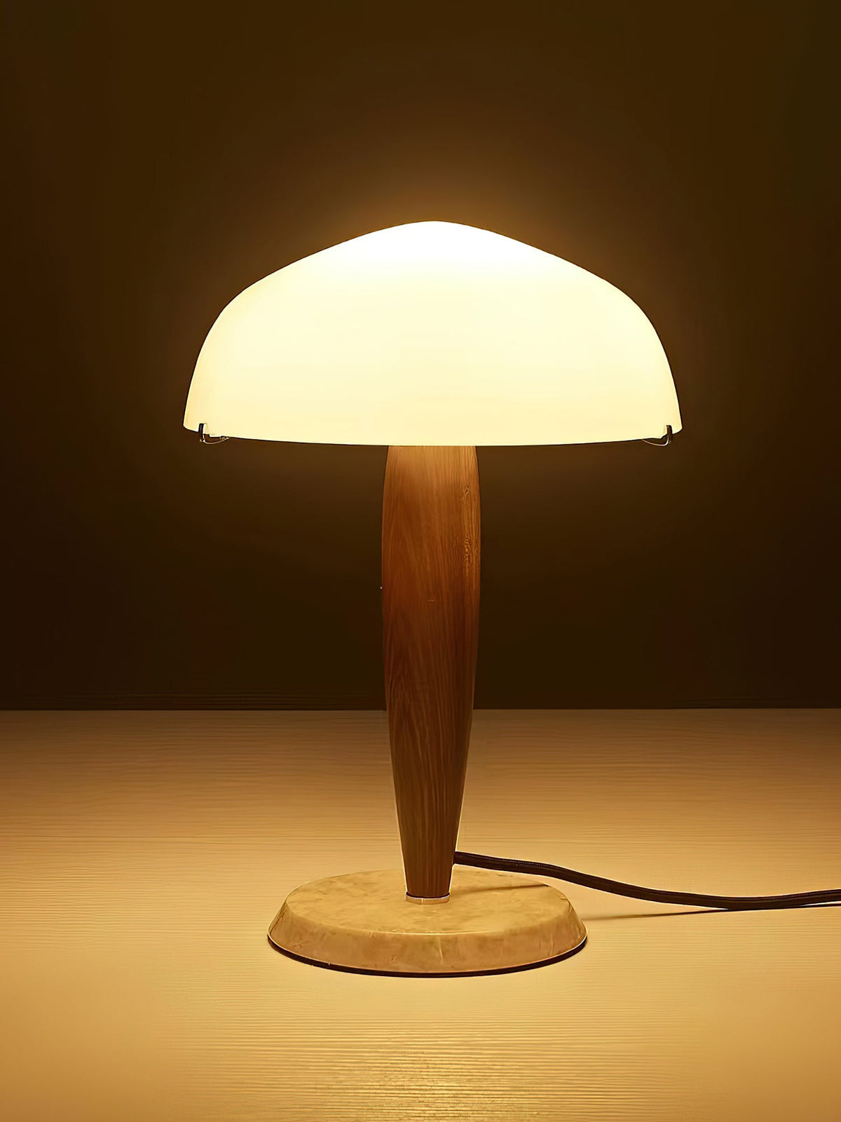Marlo Dome Table Lamp in Walnut and Marble, Modern Designer Lighting