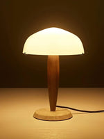 Marlo Dome Table Lamp in Walnut and Marble, Modern Designer Lighting