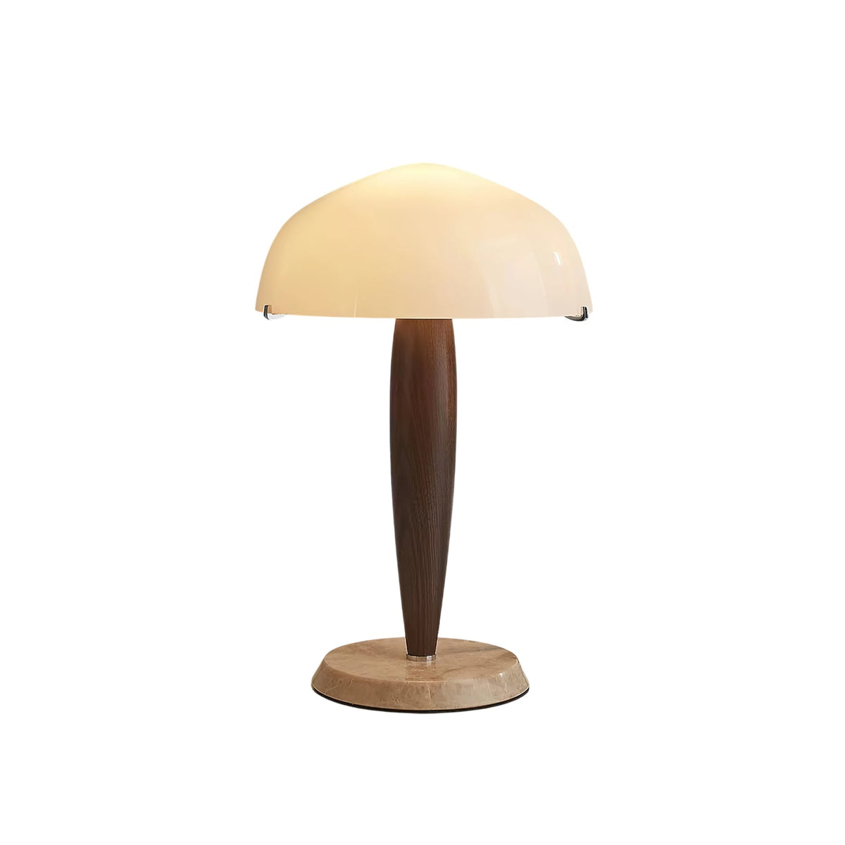 Marlo Dome Table Lamp in Walnut and Marble, Modern Designer Lighting