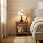 Marlowe Bloom Table Lamp – Art Shade Wooden Bedside Light